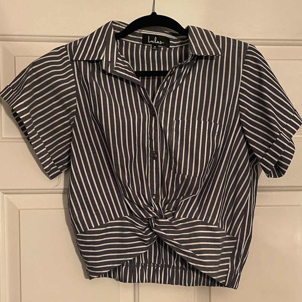 Lulus cropped striped collard top